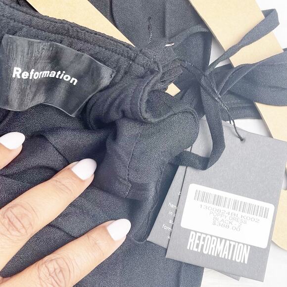 Reformation Womens Poppy Dress in Black Cold Shoulder Sweetheart Neckline Size 2 - Picture 3 of 5